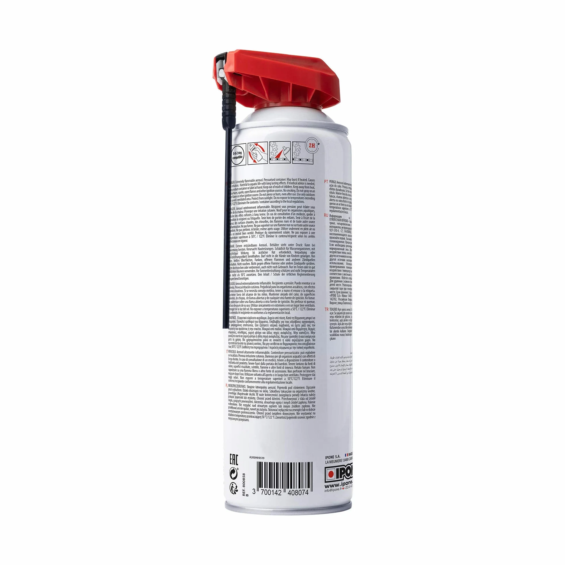 IPONE - Grasso per Catene Moto su Strada X-trem - Bottiglia Spray con Diffusore Multiposizione da 500 ml - 800 km di Durata - Getto preciso, Senza Schizzi