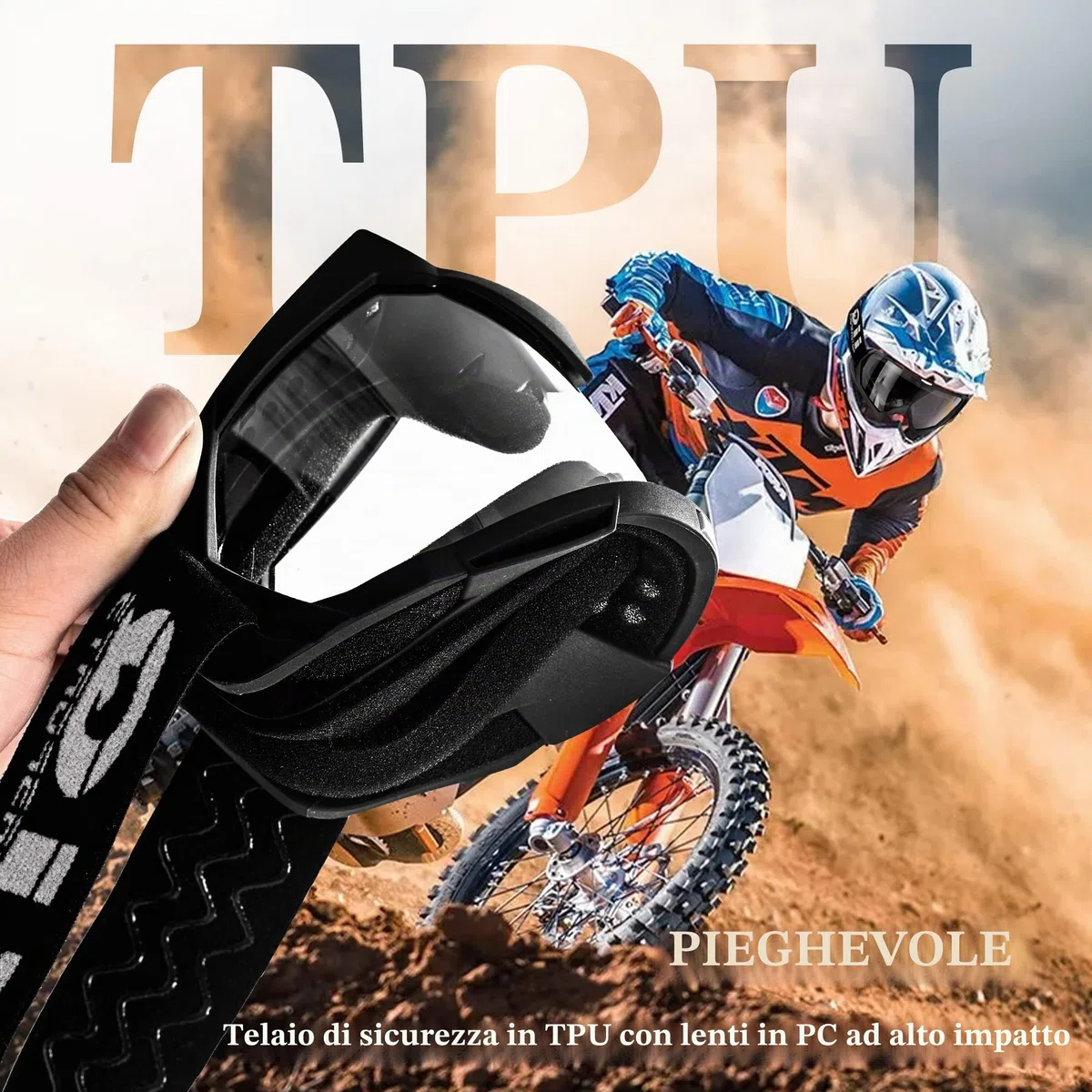 Maschera Motocross,Occhialoni Moto Visiera Cross, Occhiali Da MTB/Enduro, Occhiali Da Moto, Occhiali MX Per Uomini Donne Giovani, Adatti A Occhiali Da Mtb Mascherine Casco Cross