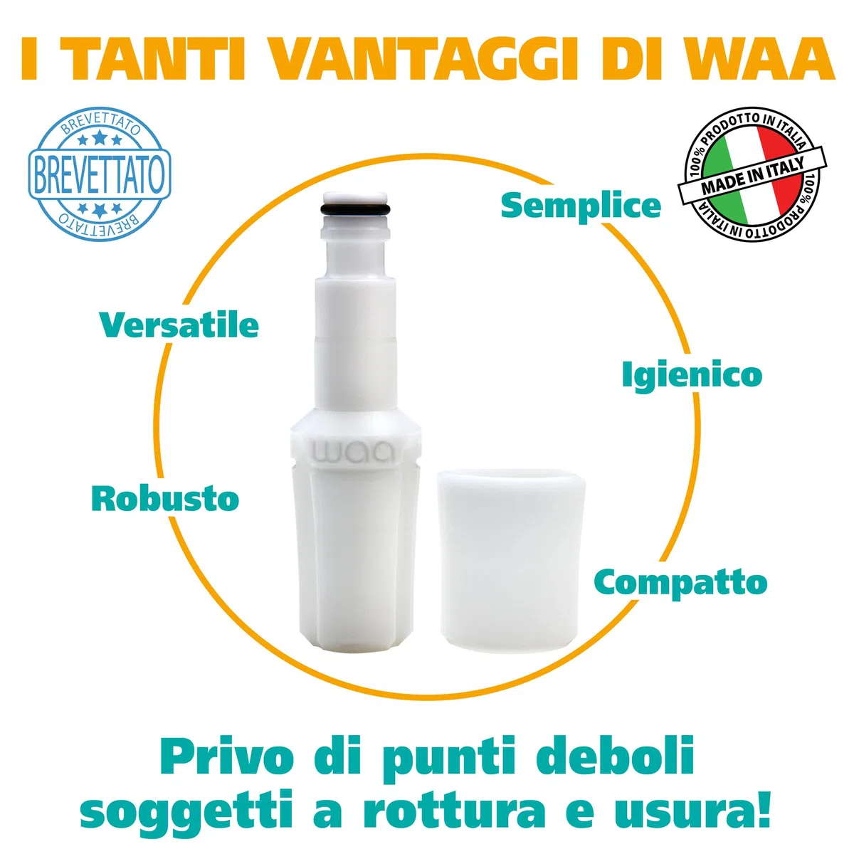 waa - Tappo Acqua Camper Universale, Adattatore Automatico per Carico Serbatoio, 3 Sfiati d’ Aria, Igienico, Sicuro, Semplice, Adatto a Bocchettoni da 28 a 37 mm, Compatibile con Gli Innesti Rapidi