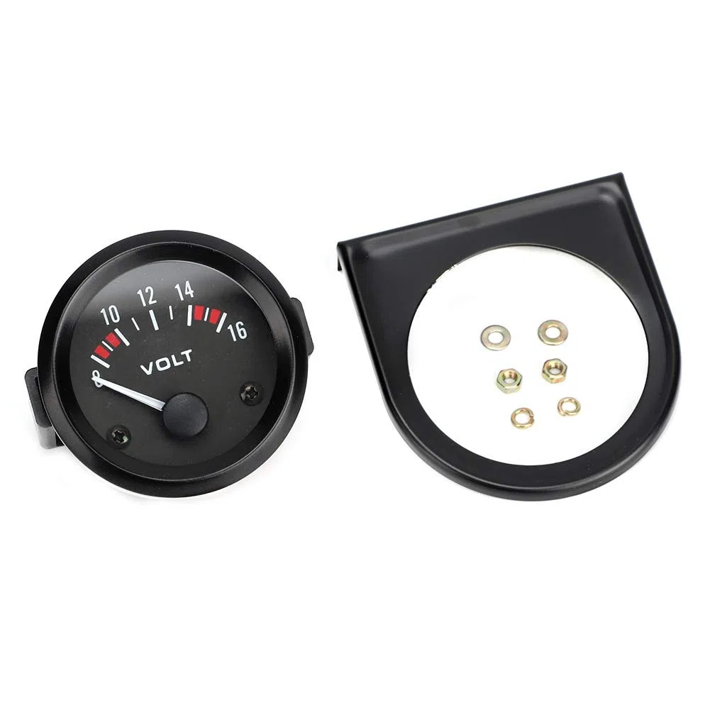 Voltmetro, 12V BX100007 8-16V 52 MM 2 Pollici Universale Voltmetro per Auto Elettriche a LED Misuratore di Tensione