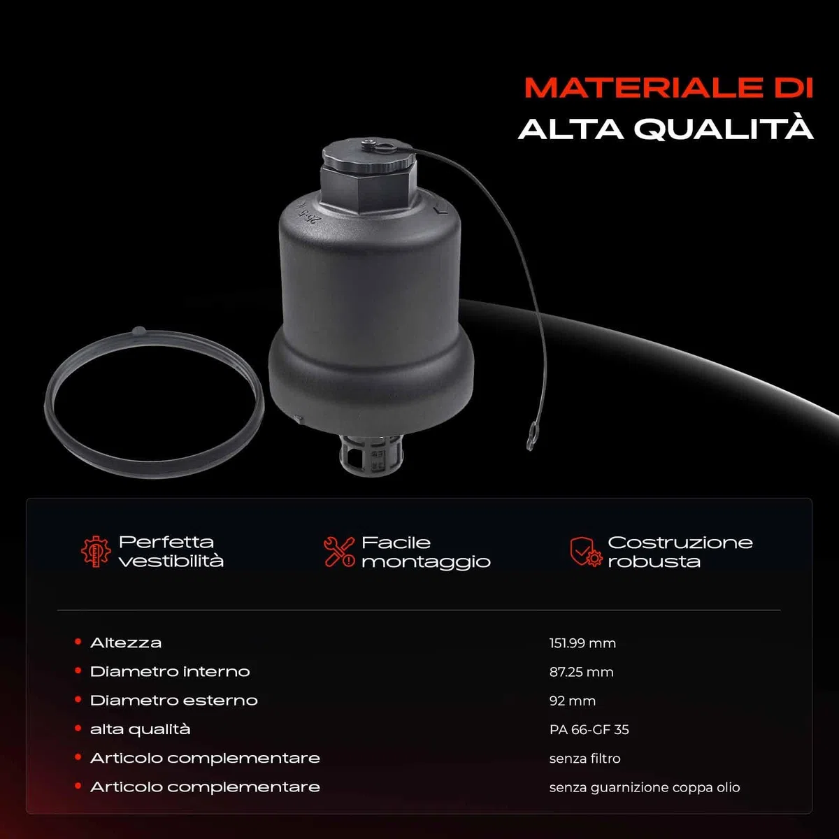 Coperchio per filtro dell'olio per A1 A3 A4 A6 TT Altea Exeo Leon Toledo Golf V III Polo 2.0L 2004-2014 06D115408A