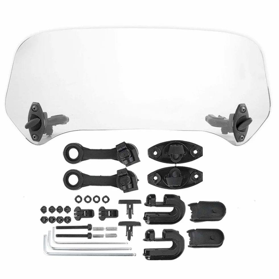 Parabrezza Moto Regolabile Spoiler Deflettore Trasparente Accessorio Universale per Moto con Regolazione Precisa e Protezione dal