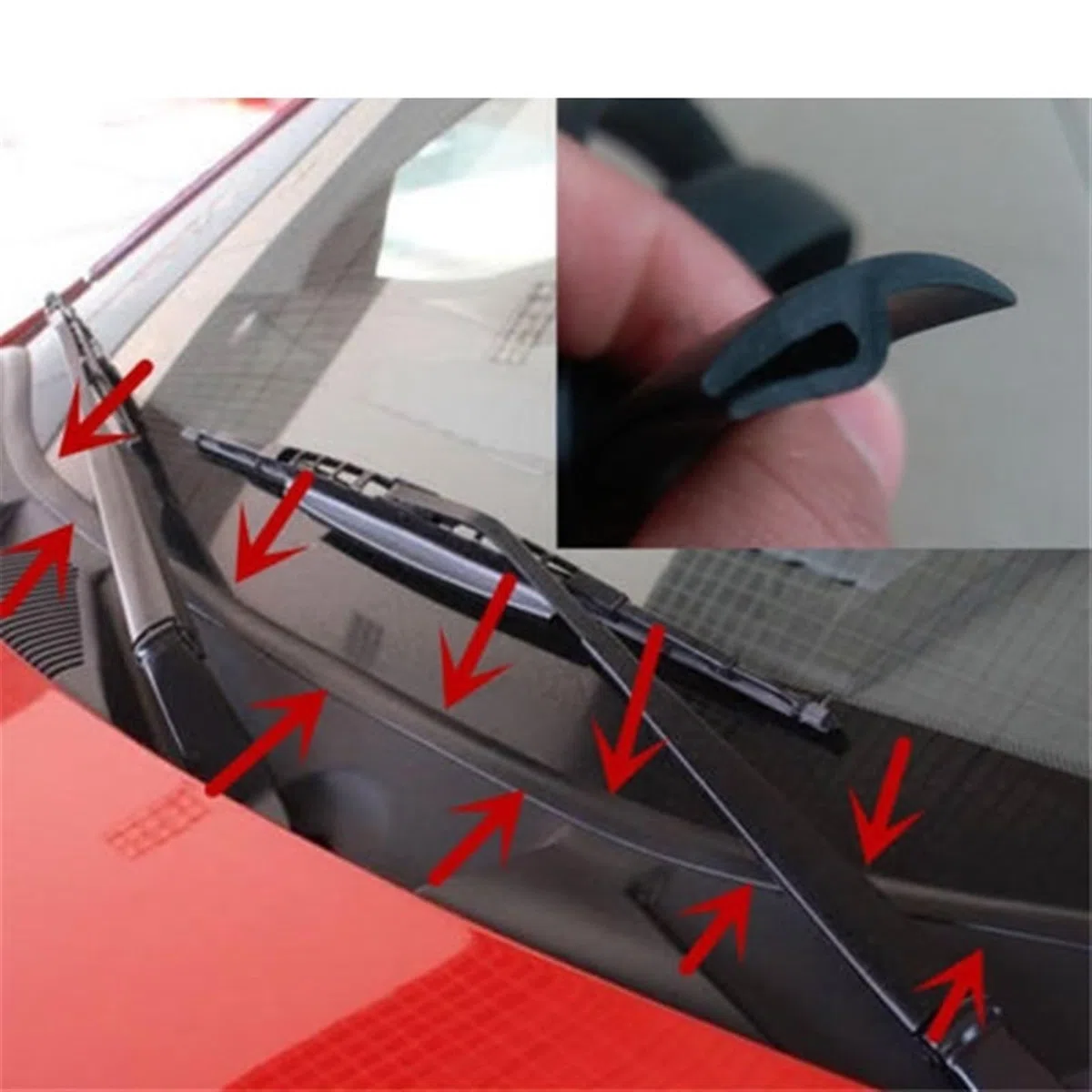 Striscia di tenuta in gomma for modanatura del pannello del parabrezza anteriore dell'auto, 1,7 m, compatibile con BMW E46 E90 E60 E39 E36 F30 F10 F20 X5 E70 E53 M G30 E91 E34 F31