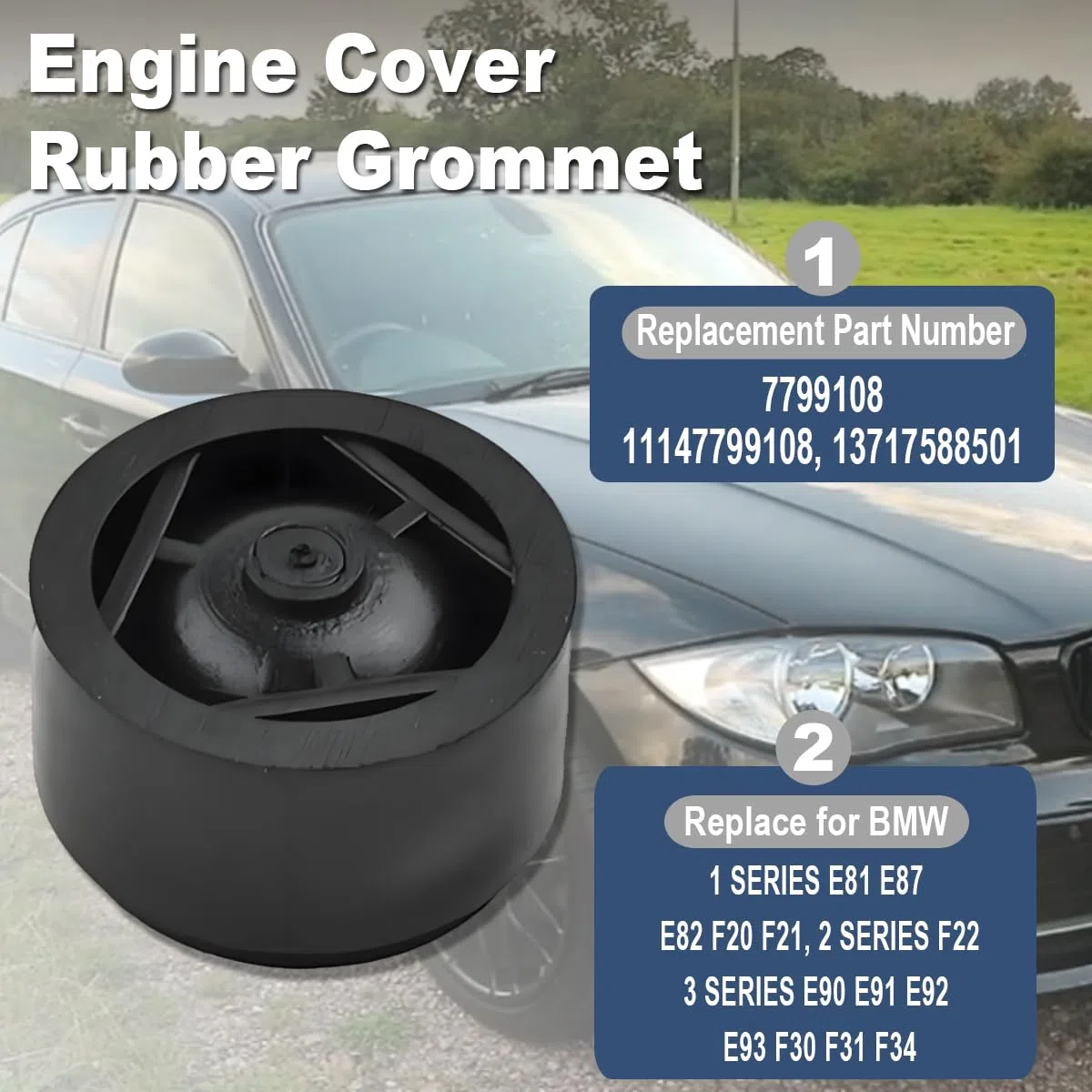 ZAMDOE 7799108 Coperchio Motore Trim Gomma Montaggio Gommino Bush per BMW 1 2 3 4 5 6 7 X Serie E81 E87 E82 F20 F21 F22 E90 E91 E92 E93 F30 F31 F34 F32 F33 F36 E60 E61 F07 F10 F11 G30 G31 F06 F12