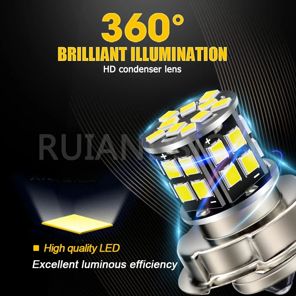 Ruiandsion 2pcs P26S Lampadina LED 6V Bianco Super Bright 2835 30SMD Chipset Lampadina LED per moto Faro moto