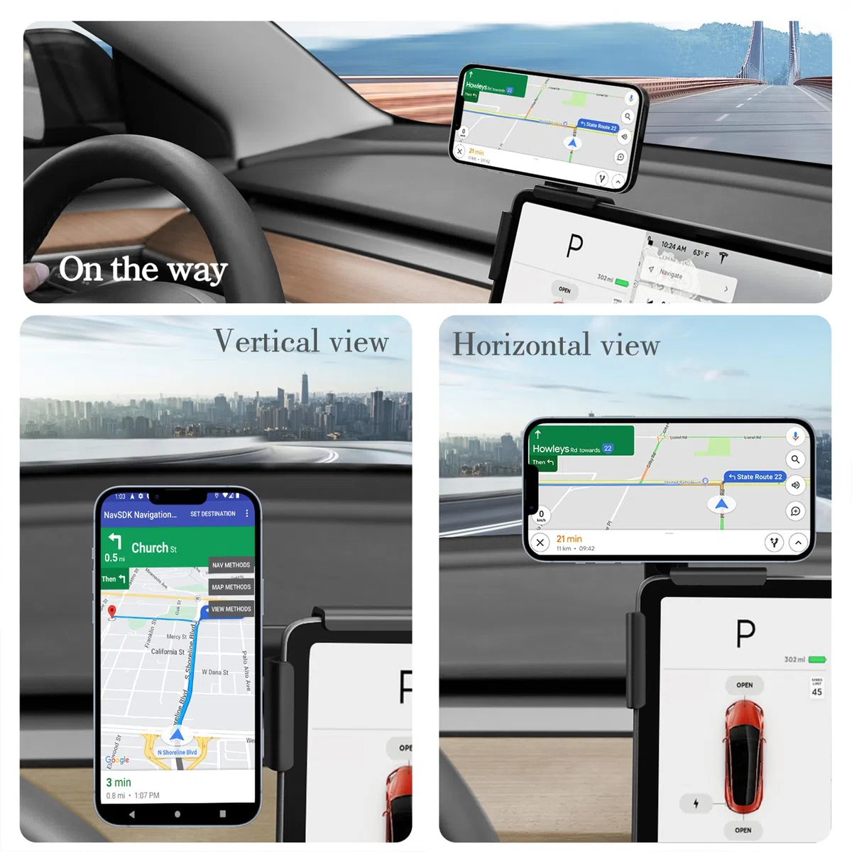 Model 3/Y/X/S Supporto Magnetico per Tesla Telefono Adatto a iPhone 15 14 13 PRO Max Mini e Tutti Gli Altri Telefoni, Si Adatta alla Maggior Parte degli Schermi delle Auto