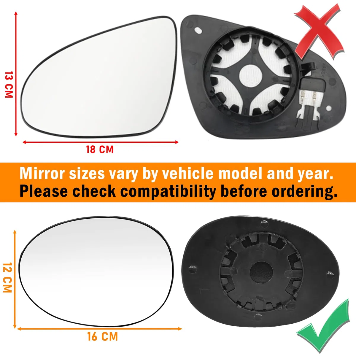 TTCR-II 1PC Compatibile con Vetro Specchio Citroen C1/Peugeot 107/Toyota Aygo 2005-2014, C1 Vetro Specchio Retrovisore, Specchietto Retrovisore Esterno Aygo Lato Conducente 8151HY/879080H010-Sinistro