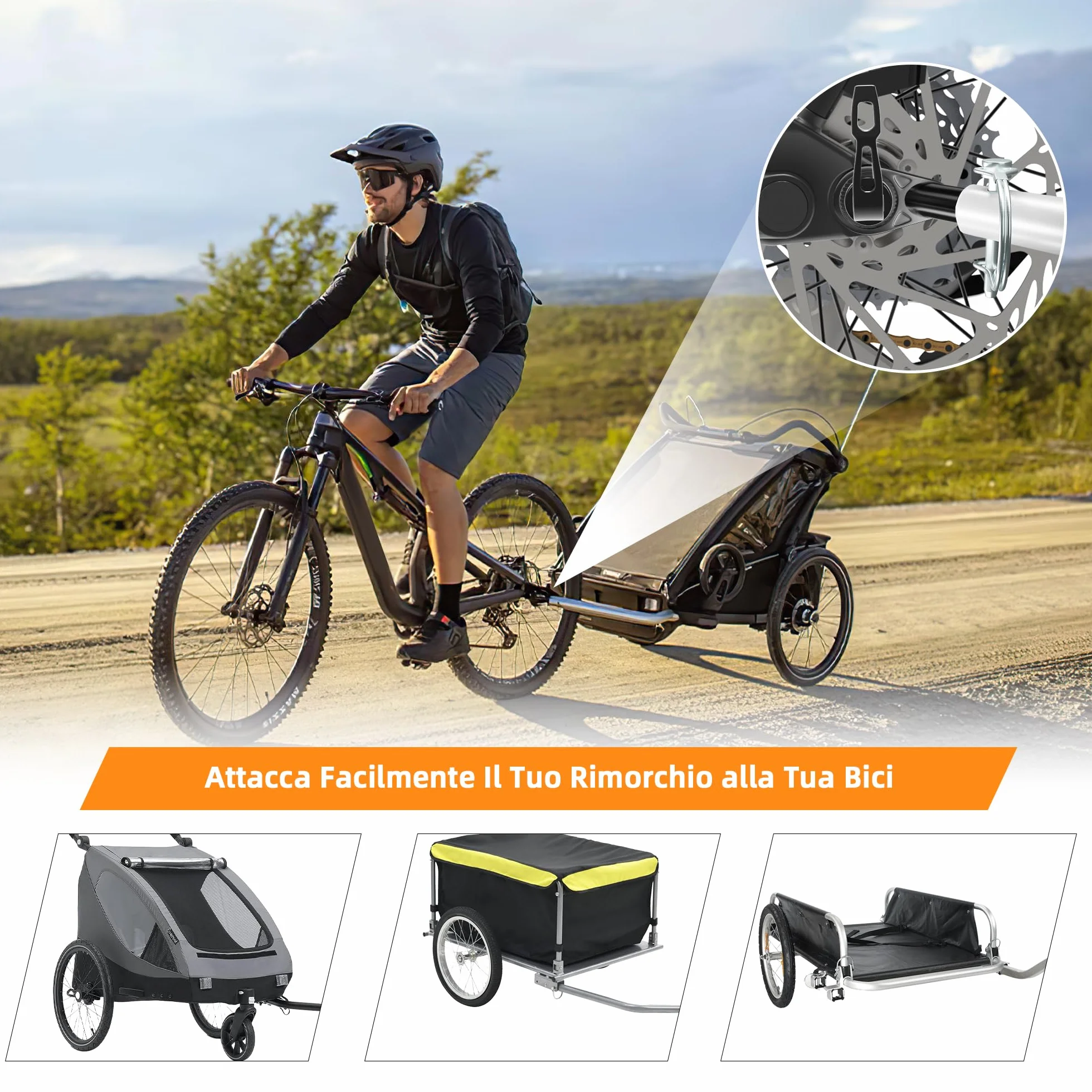 Gancio per Rimorchio per Bicicletta, Gancio Di Traino per Bicicletta, Gancio per Bicicletta, Frizioni per Rimorchi per Bicicletta Applicabile a Rimorchi per Bicicletta, Rimorchio per Bambini