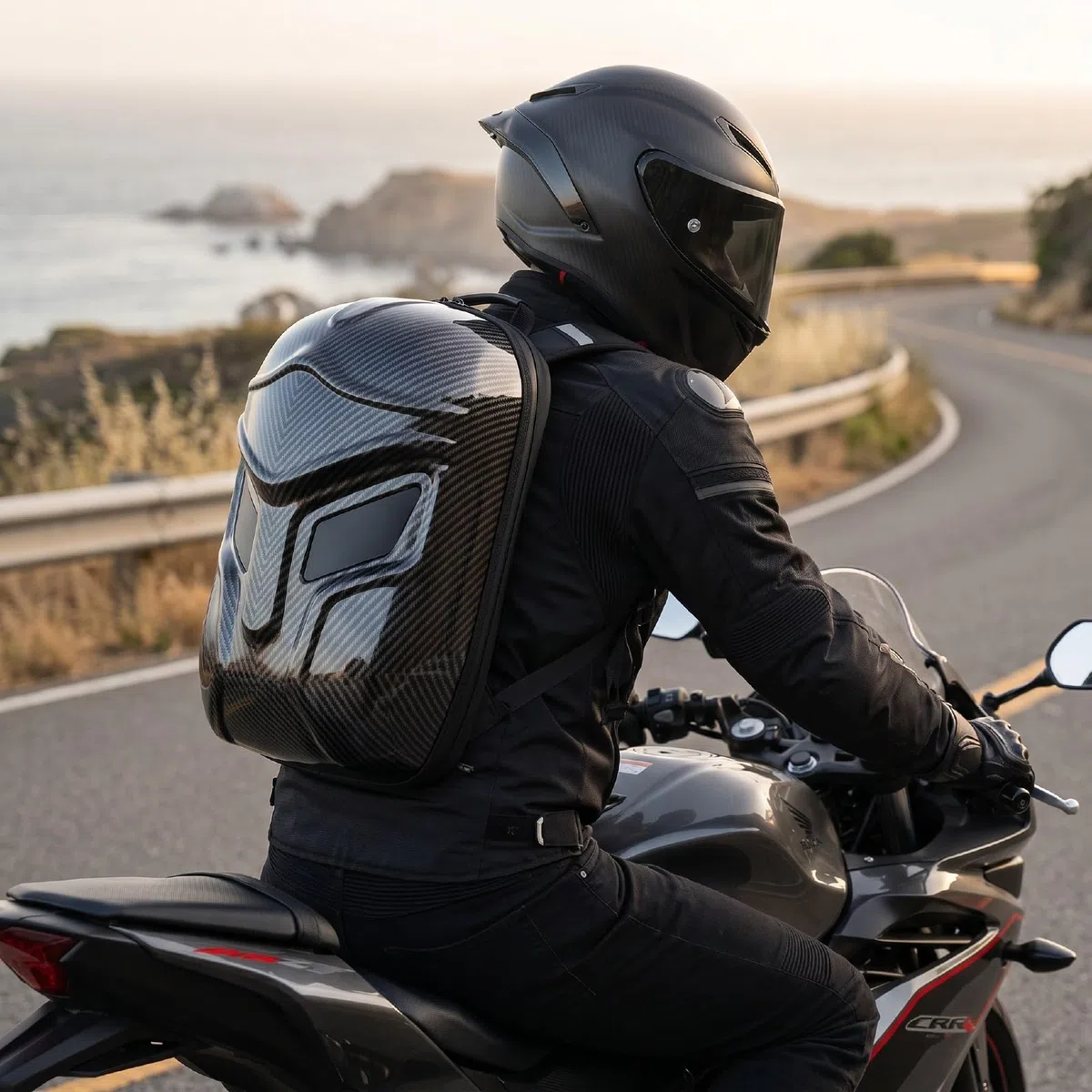 Asixxsix Zaino Moto da Uomo a LED, LED a Colori Programmabile | Controllo tramite app, visibilità notturna migliorata per unas guida più sicuras, guscio rigido impermeabile, per il ciclismo