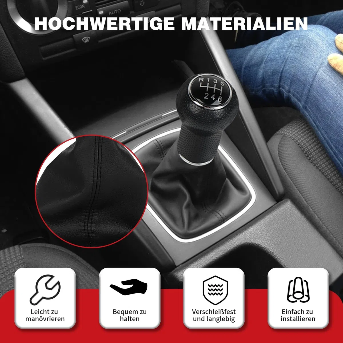 OTUAYAUTO - Set completo di ricambio cuffia, pomello e telaio del cambio, plug & play, compatibile con Golf 4, 6 marce, OEM: 1J0711113
