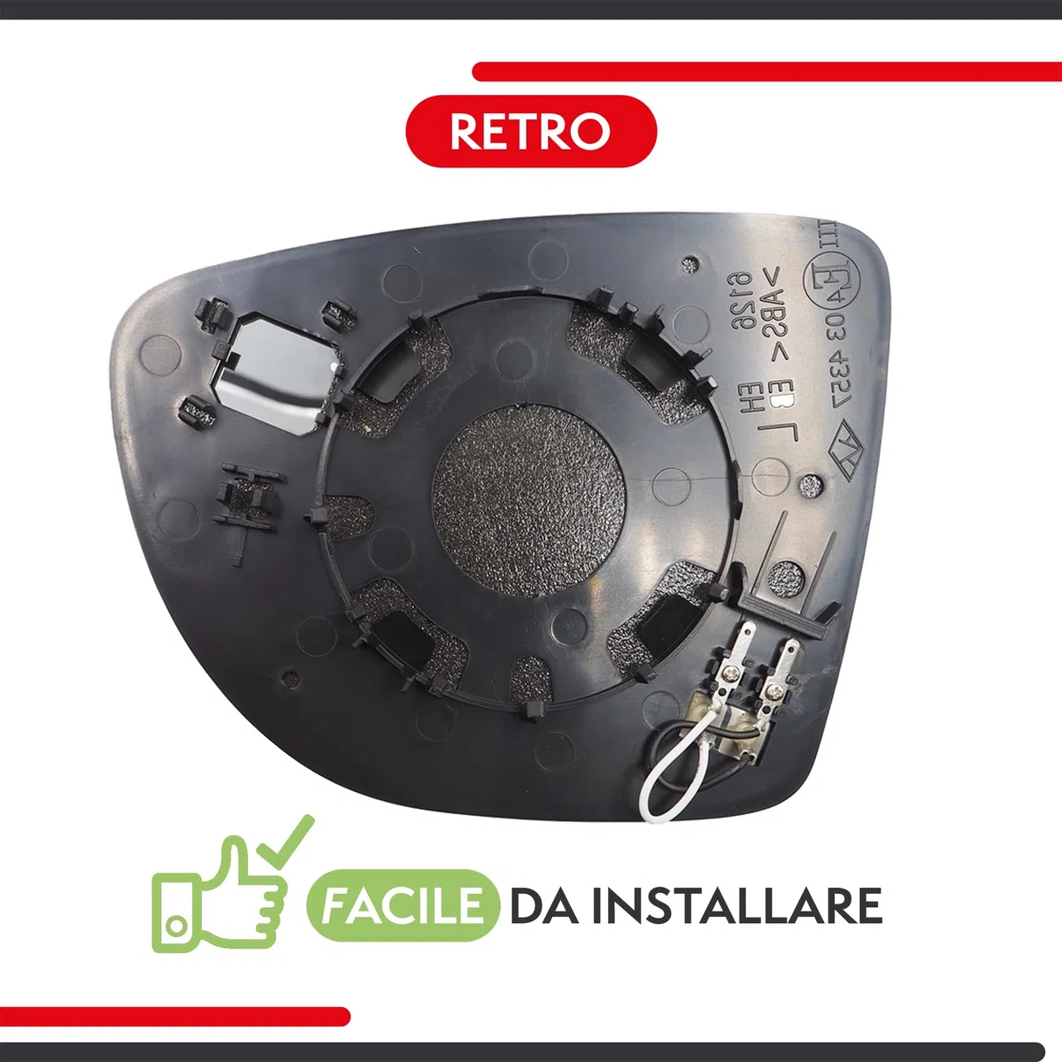 Vetro Specchietto per Renault Clio IV, V, Capture, Destro, Riscaldabile, 963654973R