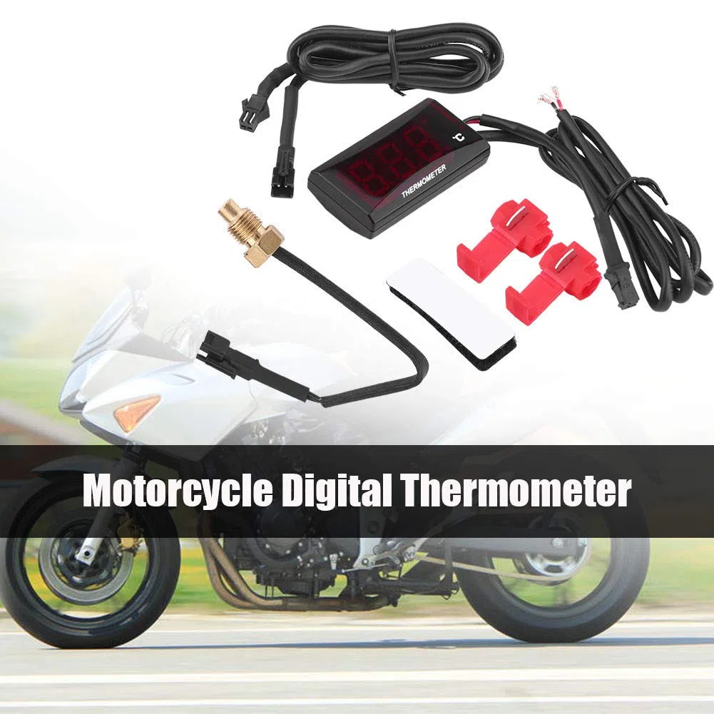 Termometro digitale per moto Temperatura acqua Misuratore di temperatura universale per scooter da corsa(Rosso)