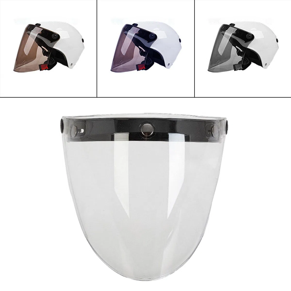 Baoblaze Visiera per caschi da moto Lente in PC ad alta resistenza Protezione solare antivento per antiappannamento a 3 scatti - chiaro