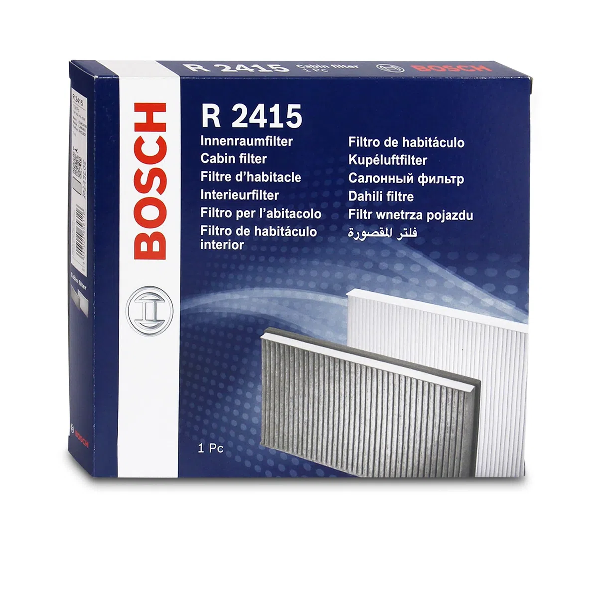 Bosch Filtro Abitacolo ai Carboni Attivi R2415, Filtro di Ricambio - Contro cattivi odori, polline e polvere per un'aria più pulita all'interno del veicolo