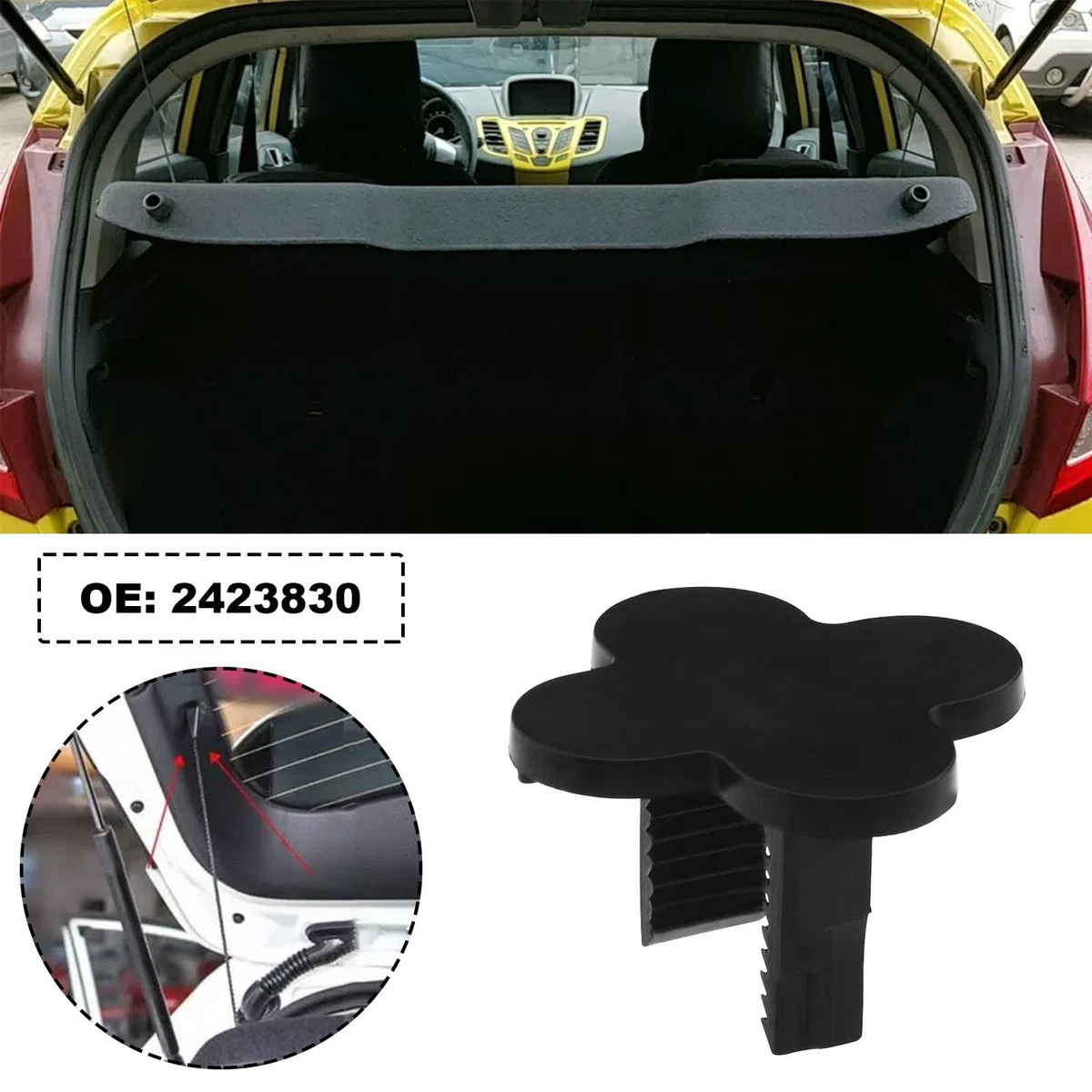 SG Store 1 Set Di Cordoncini Per Ripiano Posteriore Di Ricambio 2423830 Compatibile con Ford Fiesta MK8 Benzina 2017-2021 Cinghia Per Ripiano Posteriore Nera