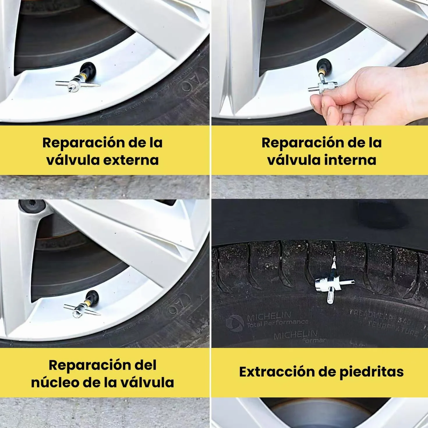 Kit di riparazione forature per auto/moto/caravan, kit di foratura per pneumatici, per fissare forature in 3 minuti, stoppini + accessori completi, compatto per bagagliaio, facile da usare senza