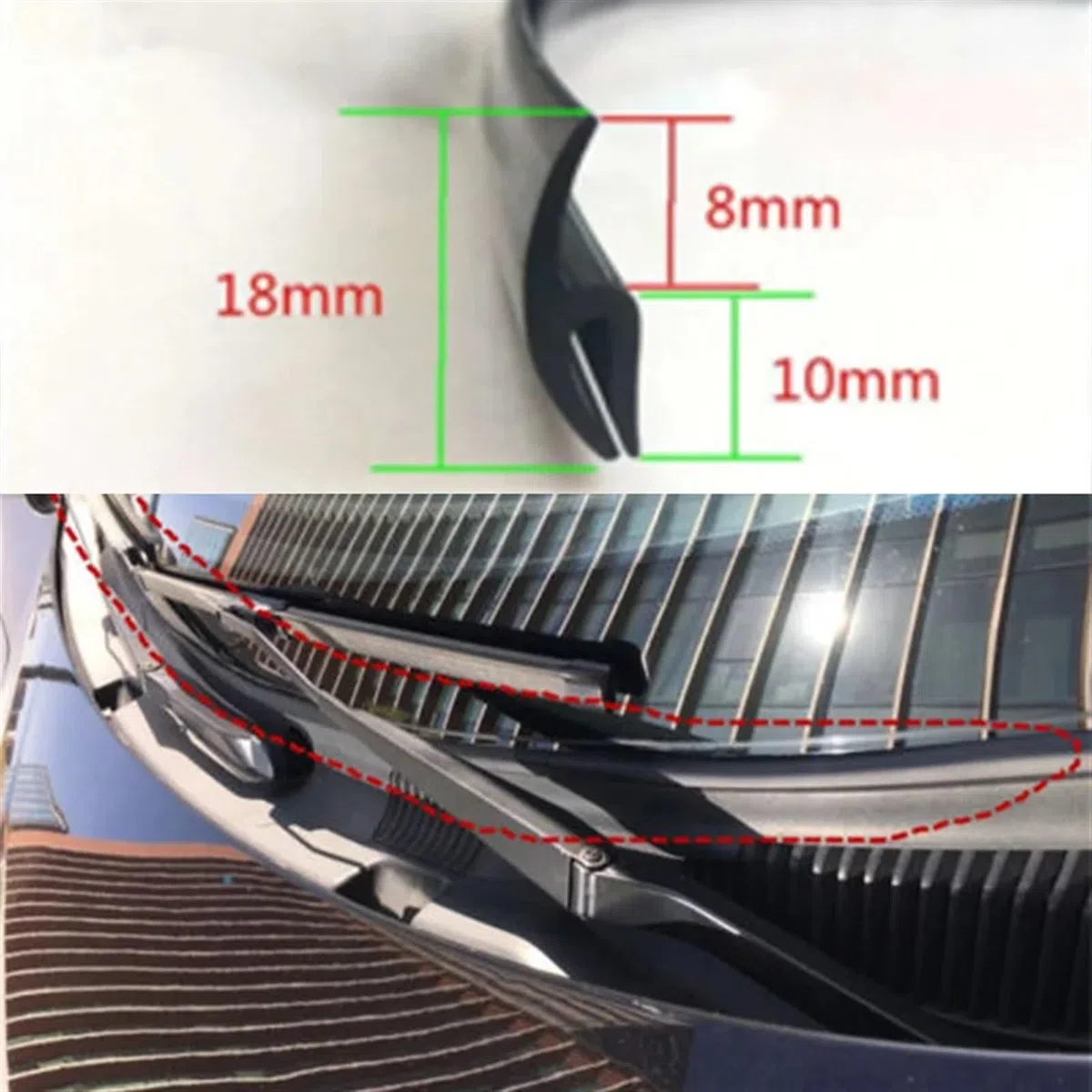 Striscia di tenuta in gomma for modanatura del pannello del parabrezza anteriore dell'auto, 1,7 m, compatibile con BMW E46 E90 E60 E39 E36 F30 F10 F20 X5 E70 E53 M G30 E91 E34 F31