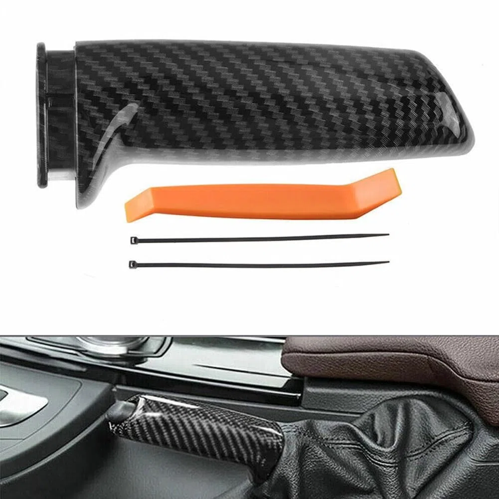 Zoegneer Copertura per freno a mano in fibra di carbonio, in plastica ABS, adatta direttamente per BMW Serie 1 2 3 4 5 6 M X1 X3 Z4 E81 E82 E84 E85 E86 E90 E91 E92 F20 F21 F22 F23 F30 F31 3