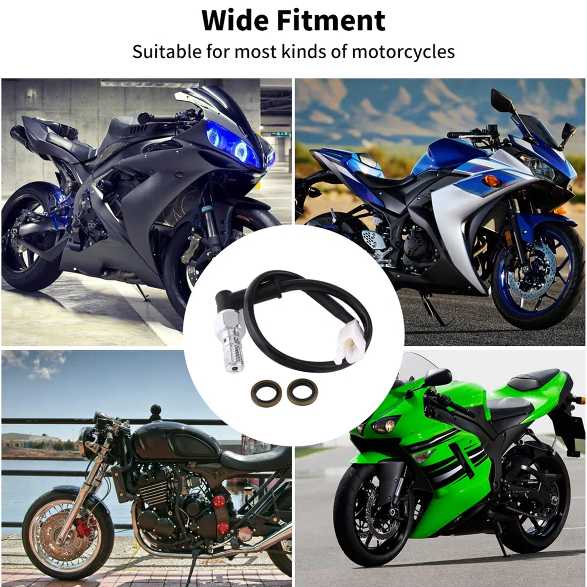 sensore stop moto + Interruttore della luce di pressione del freno del motociclo, interruttore della luce posteriore del motociclo universale per il motociclo (filo spesso M10 1.25MM)