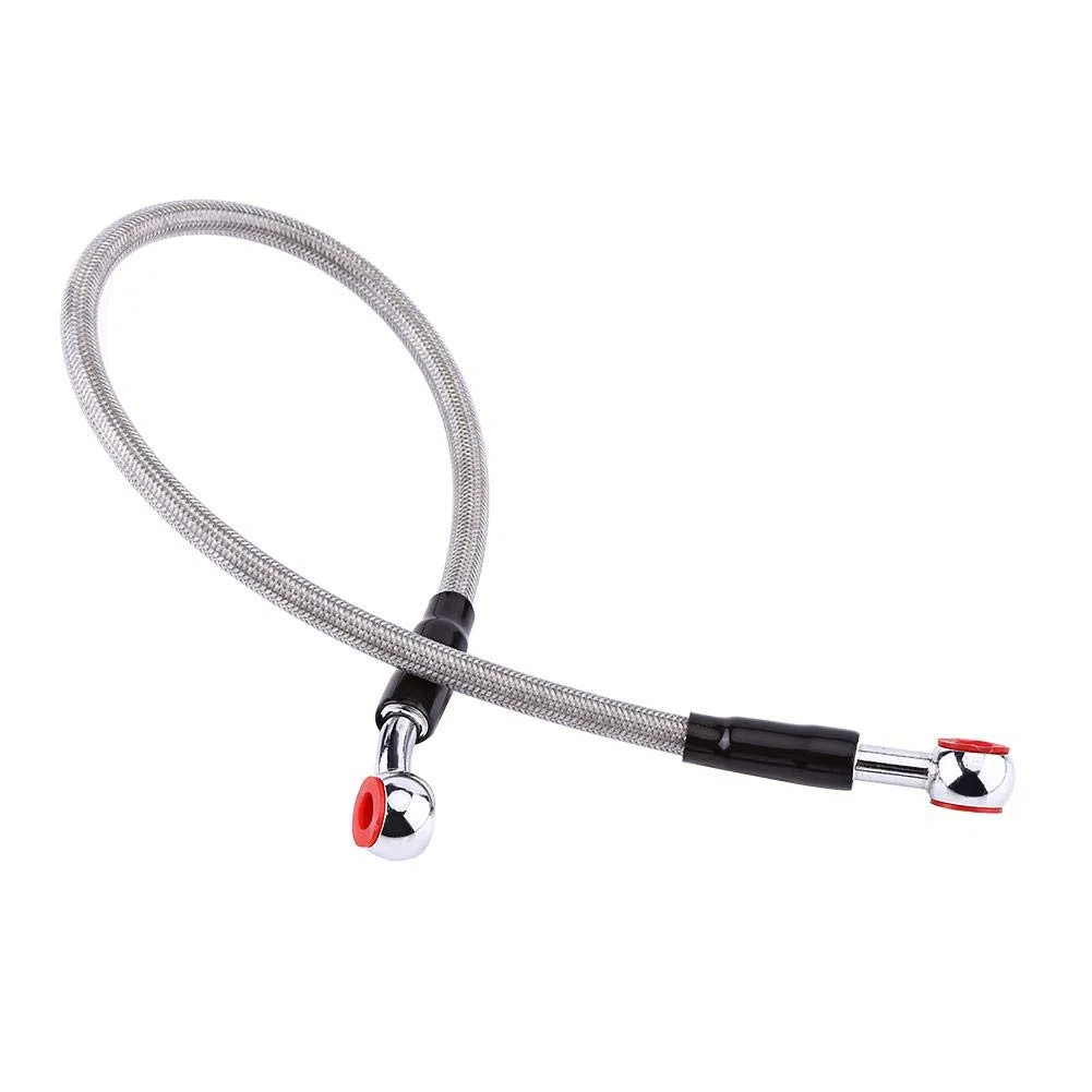 Linea del tubo dell'olio del freno, linea del freno dell'olio intrecciato Banjo Raccordo estremità in acciaio inossidabile, adatto per la maggior parte dei motocicli(45cm Grigio)