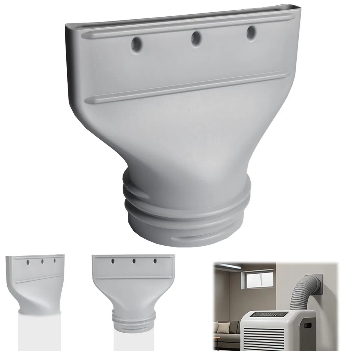 Adattatore Piatto Per Tubo Di Scarico Del Condizionatore, 130/150mm Per Climatizzatore Portatile, Accessori Per Condizionatori Portatili, Asciugatrici E Sistemi Di Scarico Per Auto (Grigio)
