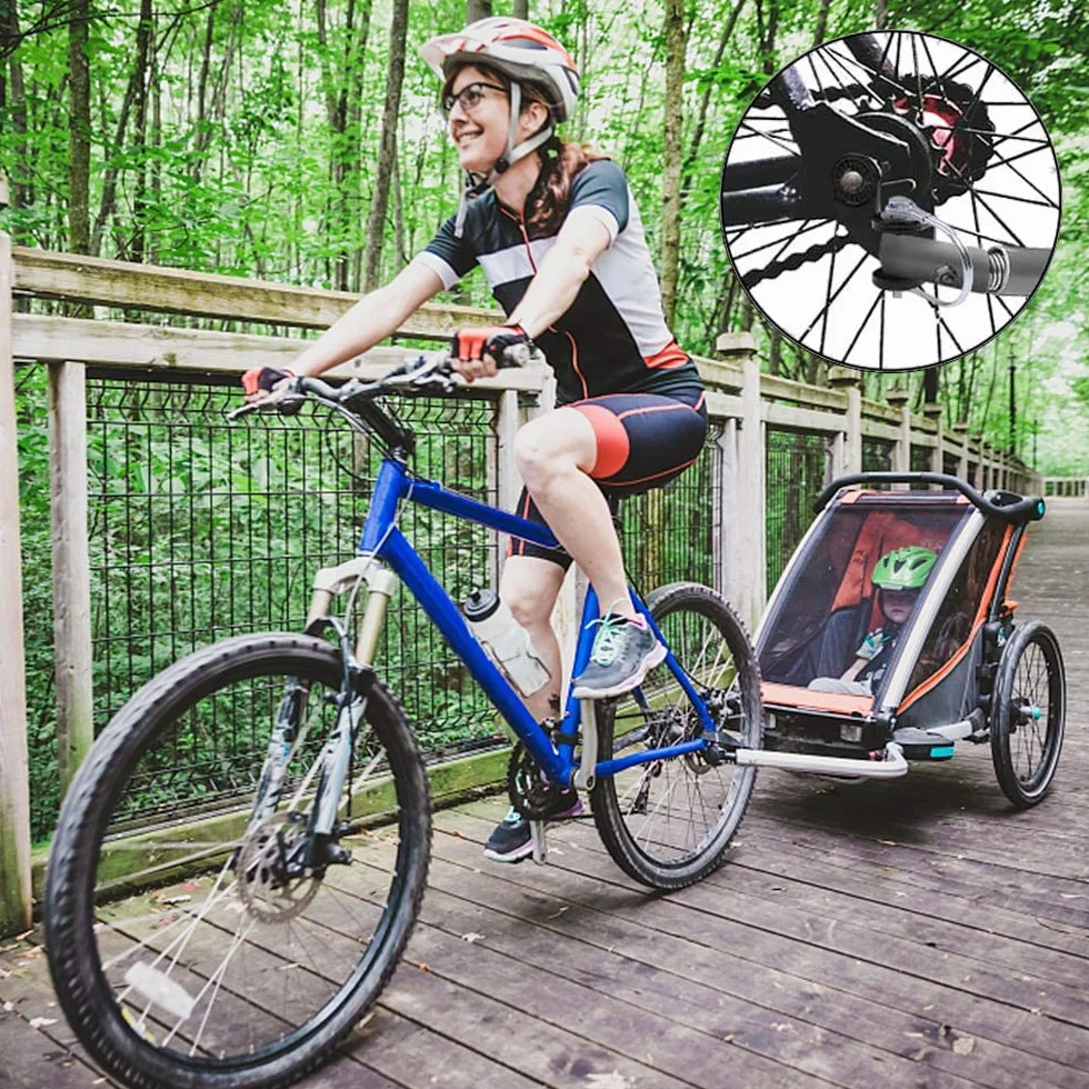 Accoppiatore Per Rimorchio Bicicletta,2 Pezzi Biciclette Gancio Traino Con Perni di Bloccaggio,Gancio di Traino per Rimorchio Bici in Acciaio,Per Bambini Rimorchio Per Cani Testa di Trazione