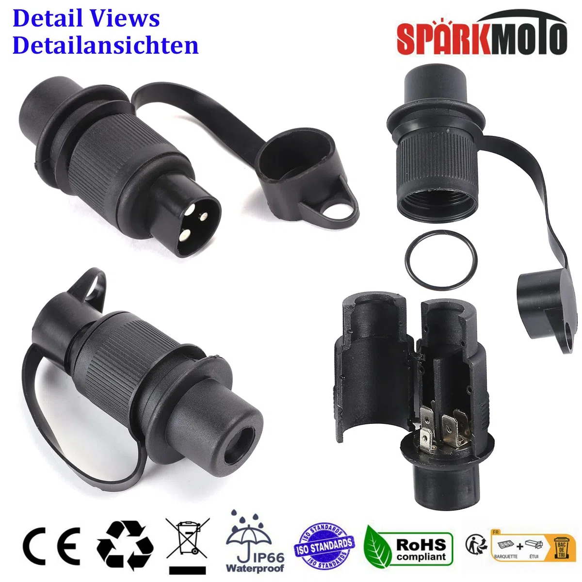 3 Pezzi x Spina 3 Poli E Presa 3 Poli per Rimorchio Trattore, 12V Spina E Presa Rimorchio 3 Poli Impermeabile Connettori, Spina 3 Poli per Trattore RV Rimorchio Camion Macchine Agricole