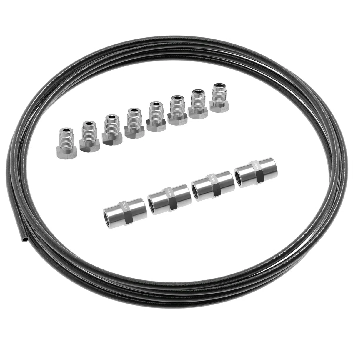 3m Tubo di Freno Ø 4,75 mm Kit + 8 raccordi maschi + 4 connettori M10 x 1 DIN 74 234 Set di Tubi di Acciaio e Accessori dei Freni per Svasatura DIN F