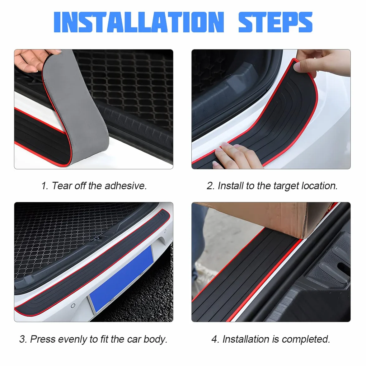 Protezione Paraurti Posteriore Auto, Protettore del Bagagliaio in Gomma 104cm X 9cm, Resistente ai Graffi e Antiscivolo, Adatto Alla Maggior Parte Degli Accessori Esterni Dell'Auto (Nero)