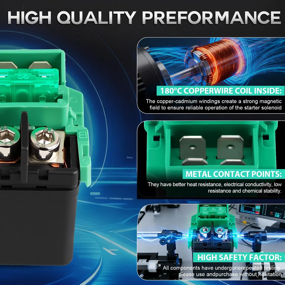 LOCOPOW Relè Avviamento Solenoide Per Honda XL125 V Varadero 2001-2003/NES125 2000-2003/SES125 Dylan 2003-2004/SH125 2001-2003/SH150i 2010/VT125 C Shadow 1999-2004/ CB500,CBF1000,CBR1100,FES 125 250