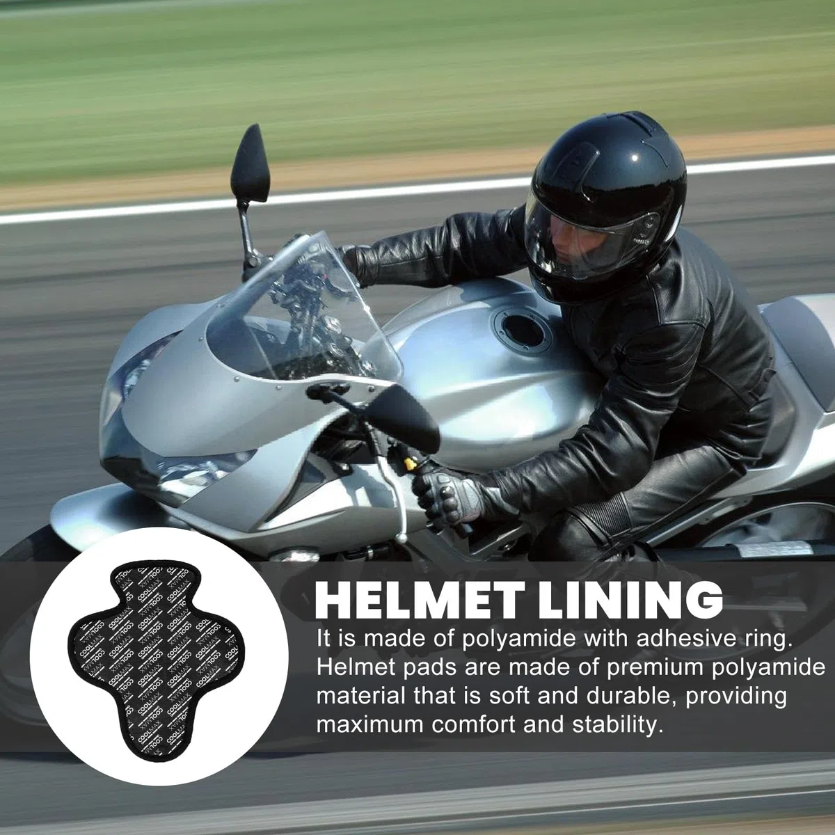 Nizirioo 2pz Fodera Per Casco e Moto, Kit Traspirante Anti-Sudore, Imbottitura Per Casco Da Moto, Cuscinetti Di Ricambio Per Bicicletta Elettrica