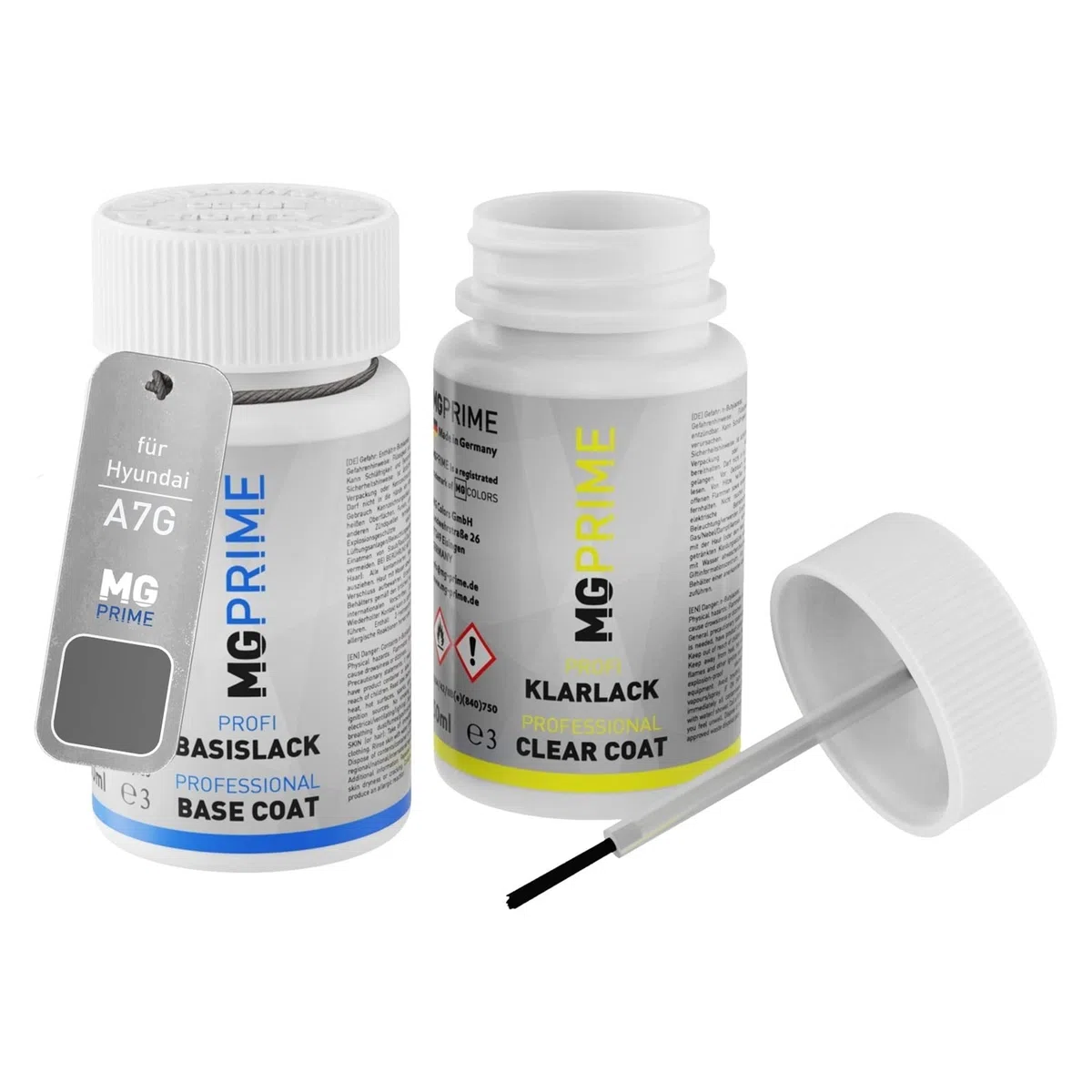 MG PRIME Vernice per auto Kit stilo di ritocco per Hyundai A7G Aurora Grey Metallic Vernice di base vernice trasparente ognuno 50ml