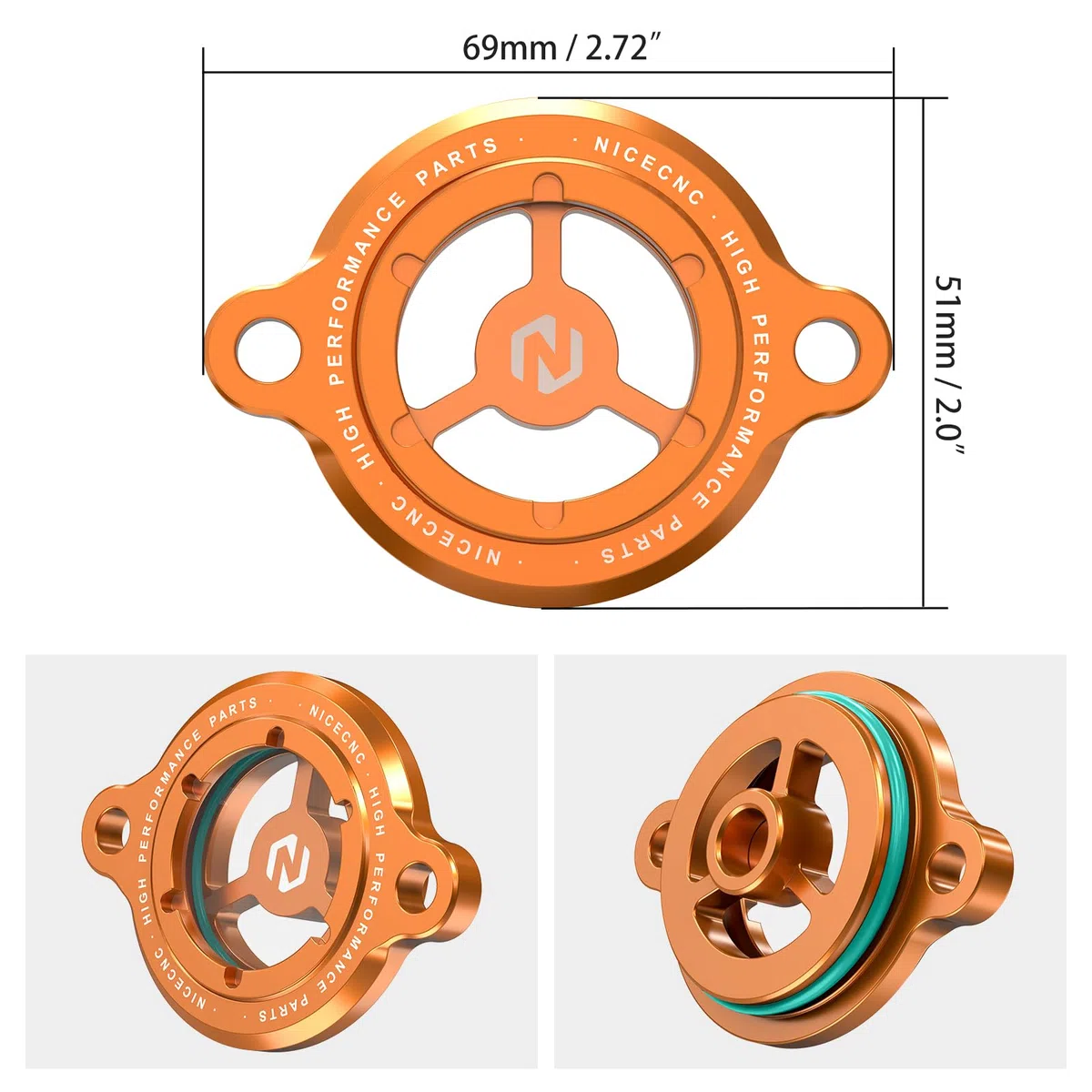 NICECNC Oil Filtrar Cover Oil Filtrar Cap Compatibile con RC 125/200/390 2017-2023,250 Adventure 2021-2023?Arancione