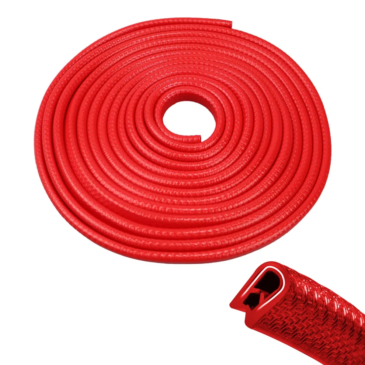 EFUTURETIME 12 m Protezione per Bordi delle Porte dell'Auto, Profilo Protettivo in Gomma e Metallo, Protezione per Bordi a Forma di U, per la Maggior Parte delle Auto, Rosso