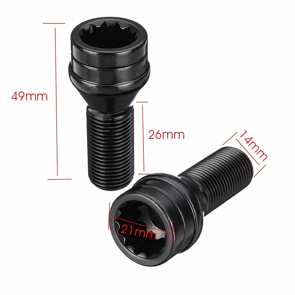 Viviance M14 X 1,25 Bulloni di Bloccaggio Ruota Lug Dado Nero + Chiave Compatibile con BMW Mini R54 R55 R56 R57 R58 R59 R60 F55 F56 F57 Compatibile con BMW 1 2 3 4 5 6 7 Series X1 3 5 6