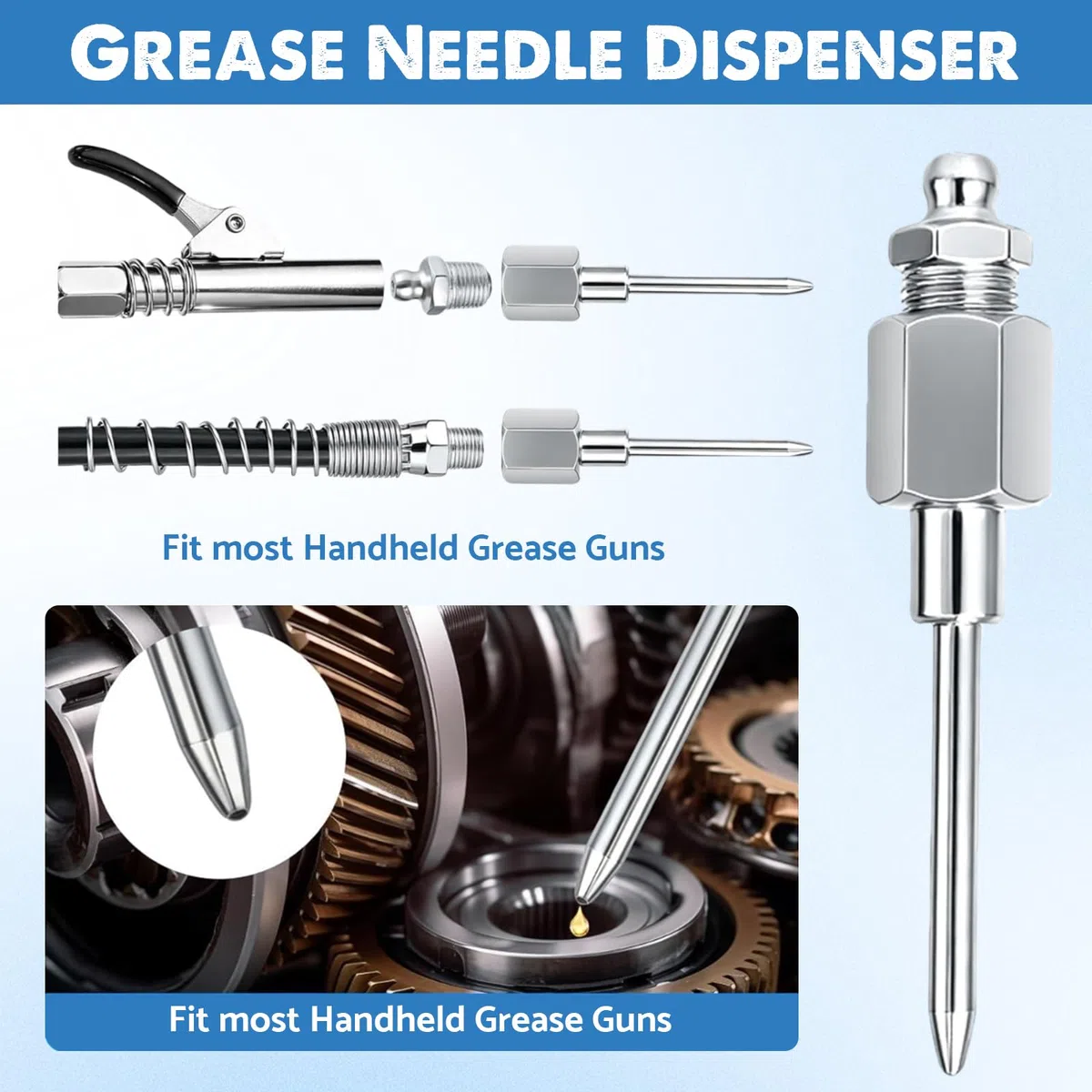 Set di bocchini per grasso, 8 pezzi, con attacco rapido, adattatore per pressa grasso, adattatore per frizione a 90 gradi, tubo per pistola grassa da 30 cm, compatibile con tutte le presse per