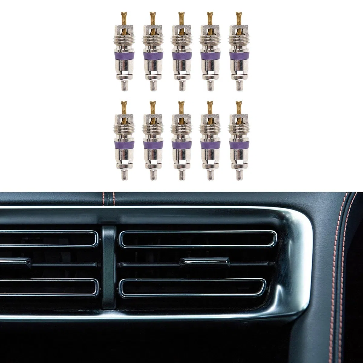 Kit di 10 Pezzi di Ricambio per Valvole di Condizionata, Servizio di Riparazione del A/C, Nucleo della Valvola in Ottone per La Manutenzione dell'Aria Condizionata di Auto