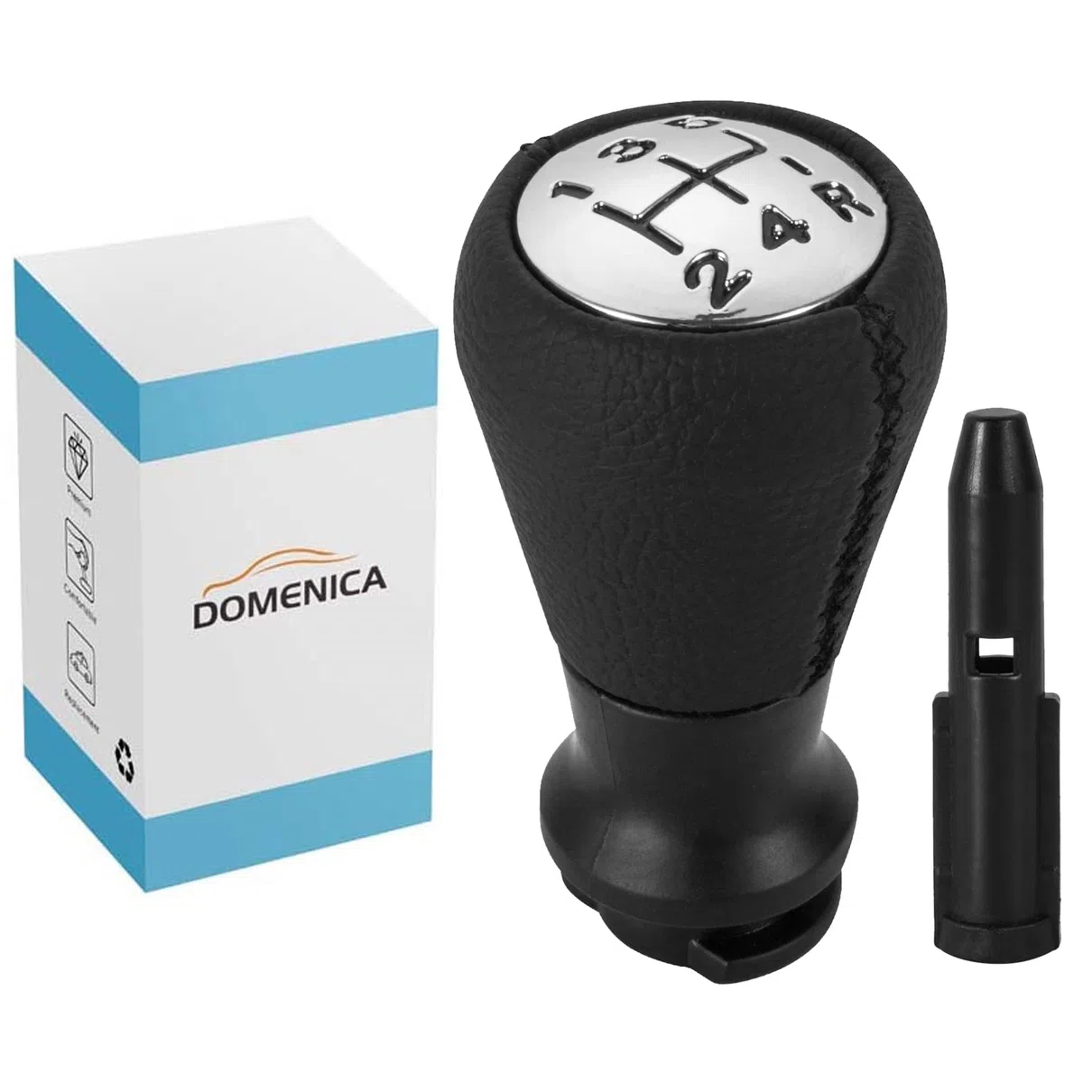 DOMENICA 5 Marce Pomello Leva Cambio Pelle Compatibile con Peugeot 106 107 205 206 207 301 306 307 308 406 407 408 508 605 806 807 2008 3008 5008 Citroen C2 C3 C4 C5 Picasso Saxo Xsara Elysee (Nero)