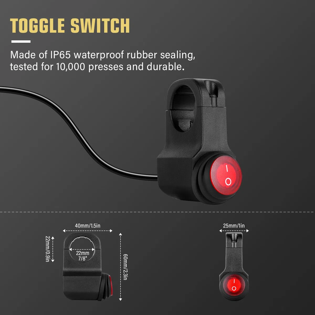 Kit Cavo Barra LED Manubrio Moto, Interruttore On/Off, Relè 12V 10A, Filo Auto 18AWG con Fusibile a Lamella, per Luci da Nebbia/Lavoro (per 2 luci)