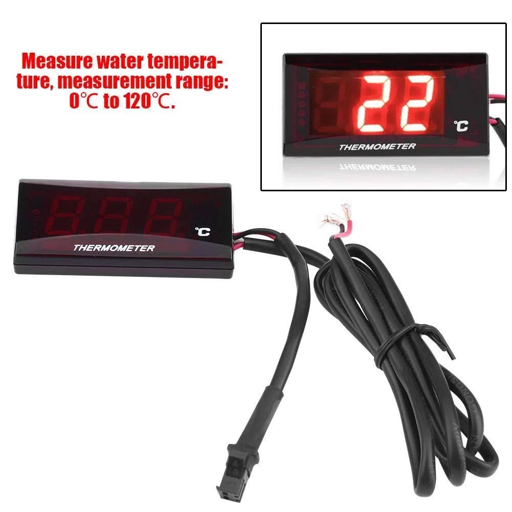 Termometro digitale per moto Temperatura acqua Misuratore di temperatura universale per scooter da corsa(Rosso)