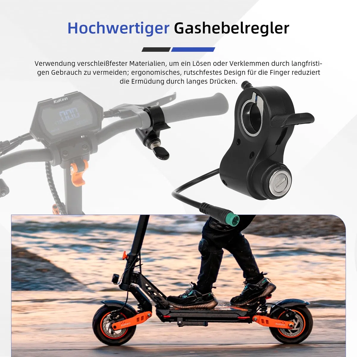 ulip Serratura per scooter elettrico per Kukirin G2 Max, G2 Pro, G2 Pro DB, 5 poli, interruttore di avviamento, acceleratore con conclusioni