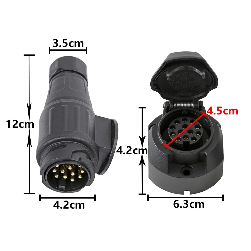 Spina e Presa Rimorchio 13 Poli, 12V Impermeabile Connettori per Caravan RV