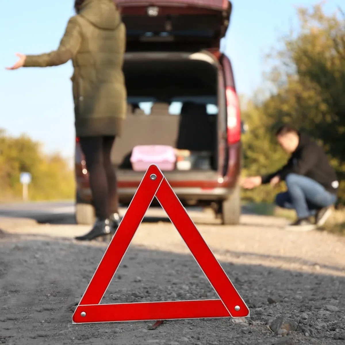 2in1 Kit Auto Emergenza con Triangolo Auto omologato & Gilet Catarifrangente Alta visibilità, Pieghevole Triangolo Emergenza Auto per Automobile Moto Camper
