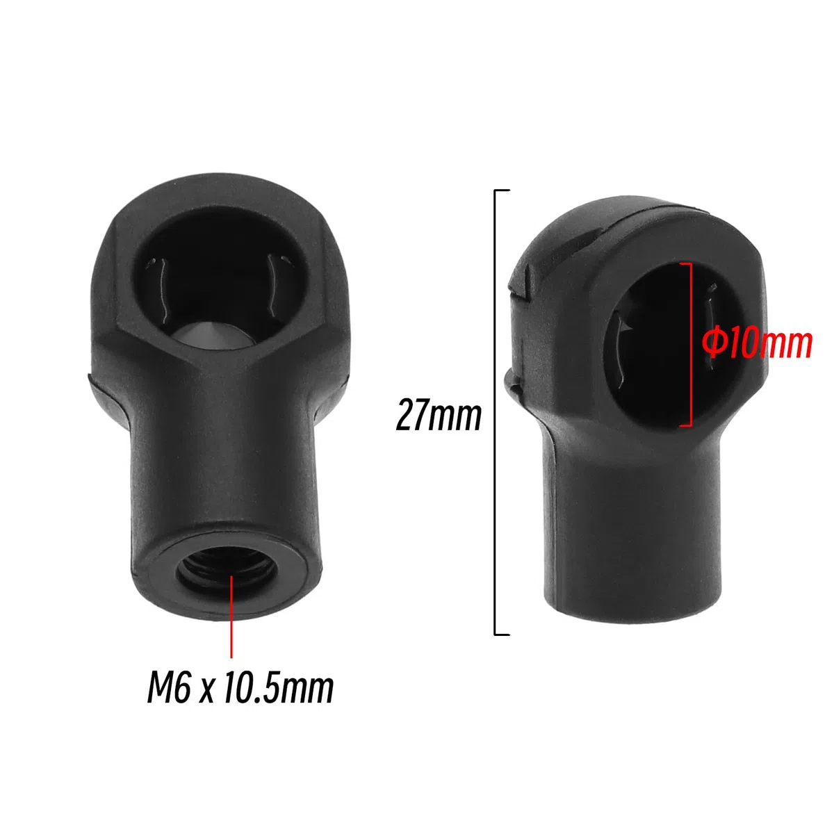 EMSea 4 connettori a molla a gas per portellone posteriore in plastica per portellone posteriore, per connettore a molla pneumatica per cofano del bagagliaio, conversione auto, roulotte, M6 x 10,5