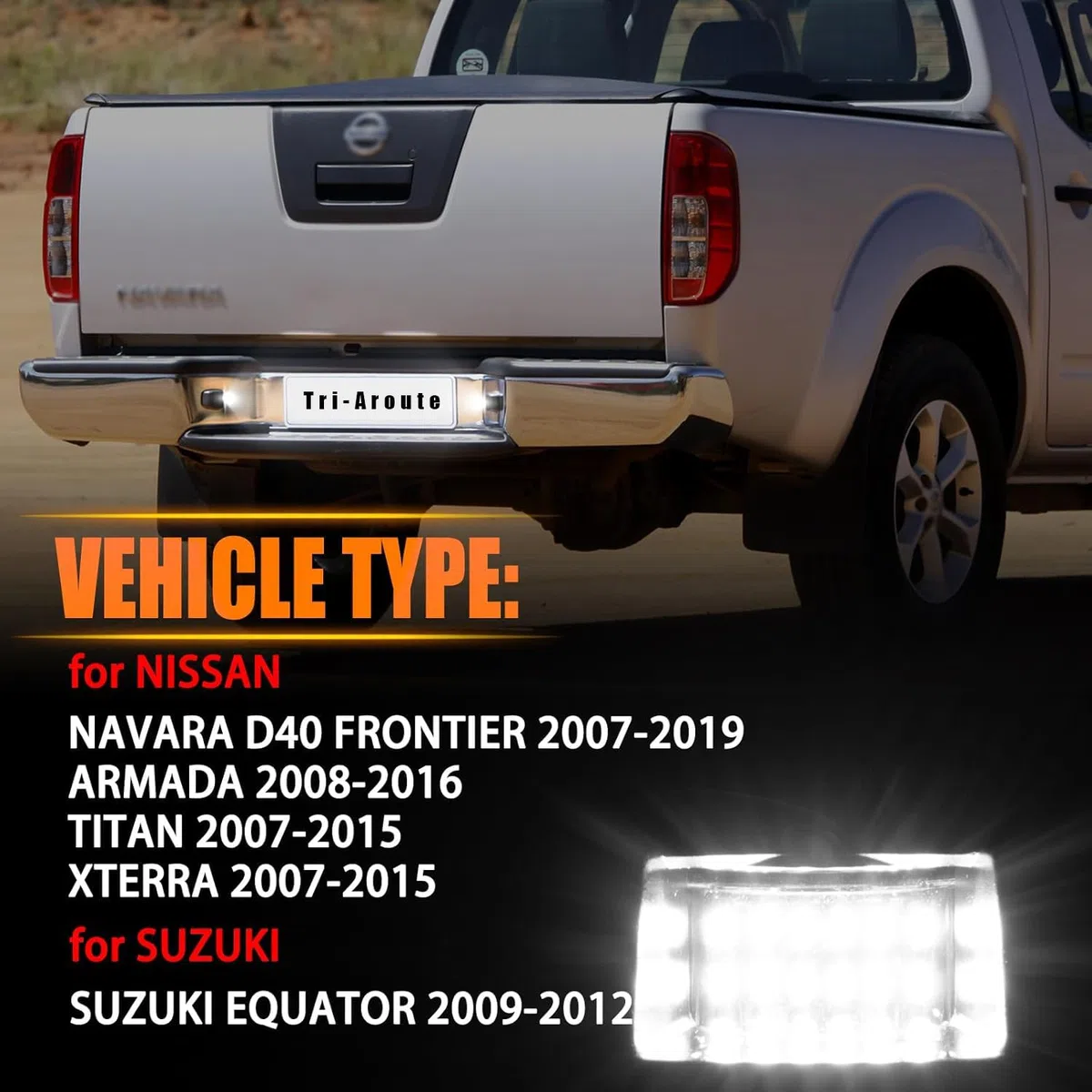 Luce targa a LED per Nissan Navara D40 Frontier 2007-2019 Titan Xterra Armada Suzuki Equatore con tubo neon a LED rosso