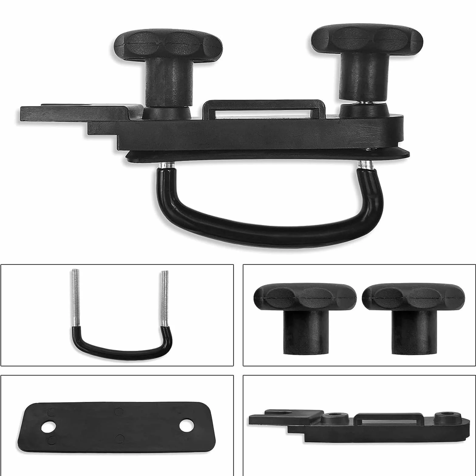 4 Pezzi Fissaggio Per Box Da Tetto, Universale Kit Di Montaggio Per Box Da Tetto, Morsetti A U Per Box Tetto, Larghezza Interna Di 85mm, Con 8 Dadi Di Bloccaggio Per Impieghi Gravosi E 2 Bende