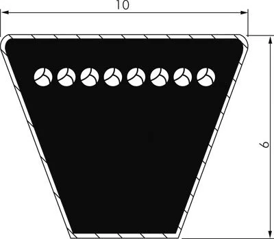 Cinghia trapezoidale DIN 2215, Z 10 x 6, Li = 750 mm, Z29.5