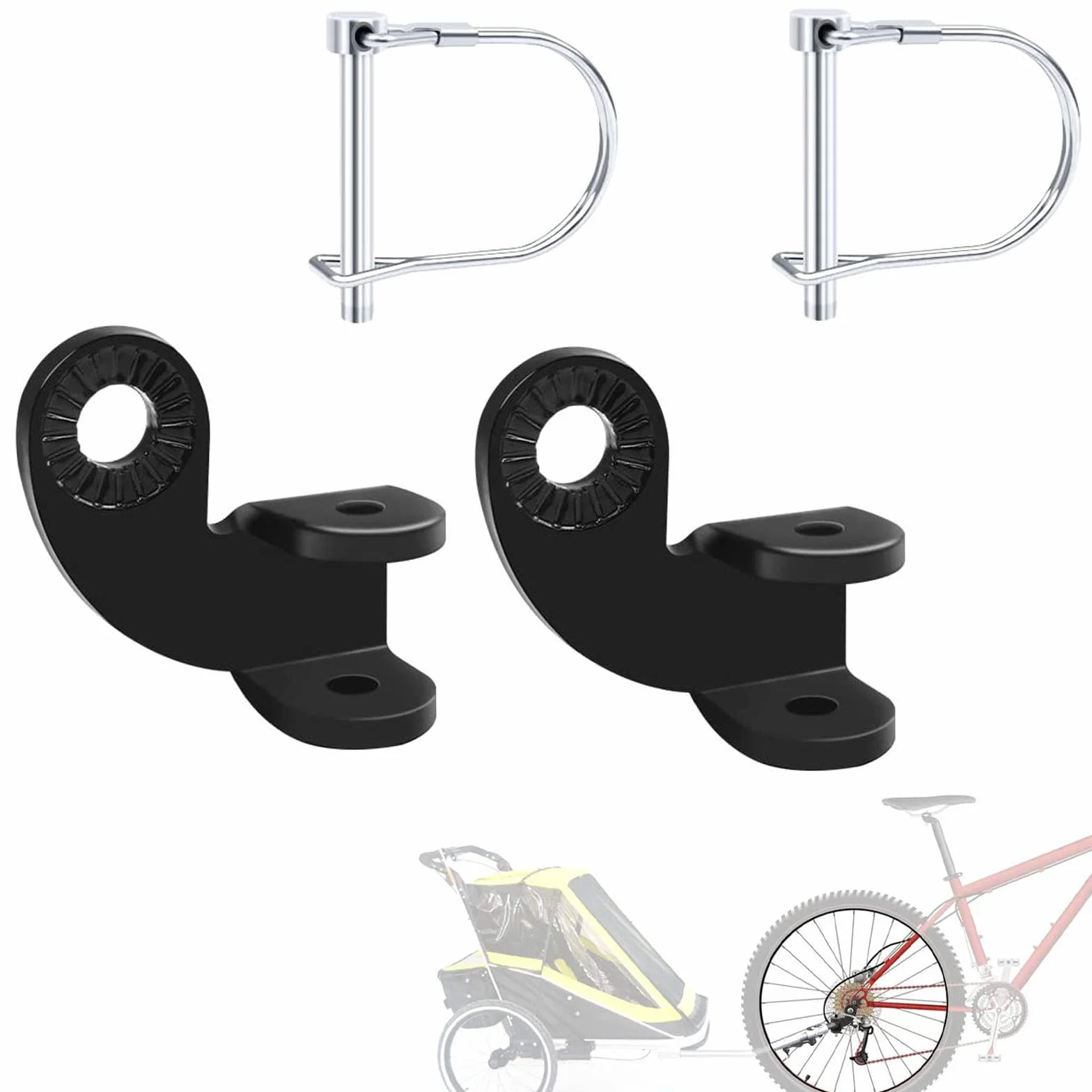Accoppiatore Per Rimorchio Bicicletta,2 Pezzi Biciclette Gancio Traino Con Perni di Bloccaggio,Gancio di Traino per Rimorchio Bici in Acciaio,Per Bambini Rimorchio Per Cani Testa di Trazione