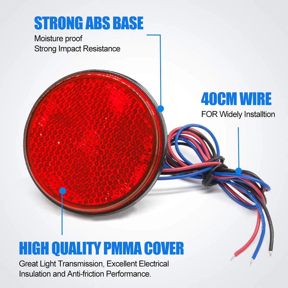Biqing 2 pezzi luci posteriori per moto, indicatore di direzione, universale, tondo, lampada freno di coda, lampada posteriore, 24V, 24 LED, riflettore, indicatore di freno e stop, per auto, moto