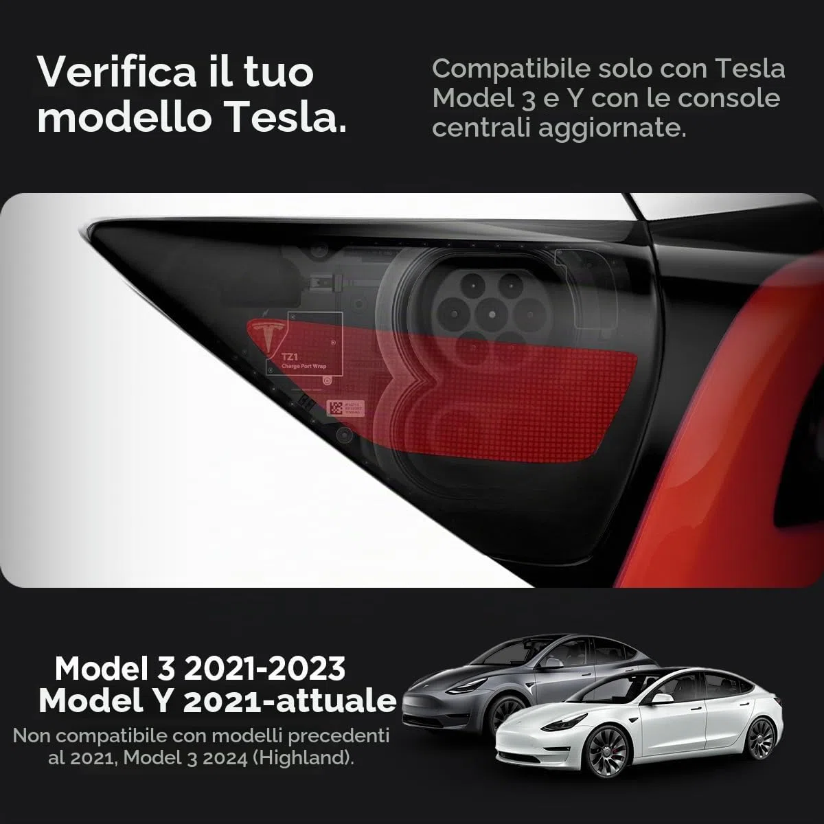 Spigen Tesla Model Y (~2024) Model 3 (2021-2023) Pellicole Protettive per Porta di Ricarica, Pellicola Wrapping Protettiva per Accessori Tesla - ZeroOne